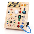 Montessori Toys Clock Wooden Busy Board with 11 LED Light switches Tooddler Toys Sensory Toys Travel Toys for 1+ Year Old Baby and Toddler