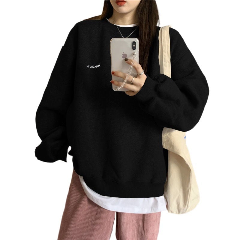 Korean Fashion Thick and Thin Splicing Pullover Sweatshirt
