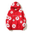 All fited printed cotton hoodie in red with white foam kapok print design and front pocket.