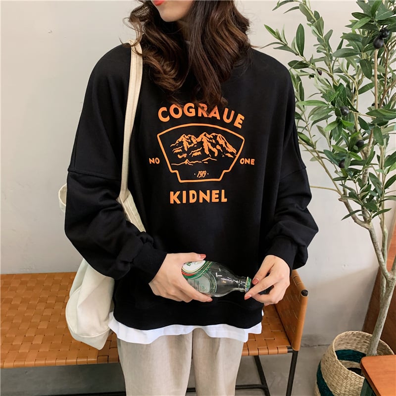 Korean Fashion Thick and Thin Splicing Pullover Sweatshirt