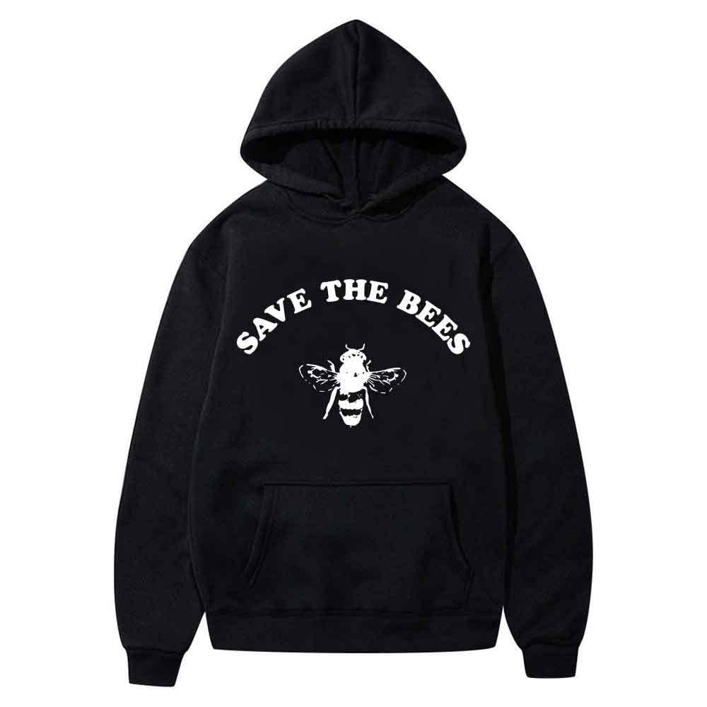Solid Color Alphabet Hoodie with Honey Bee Floral Print